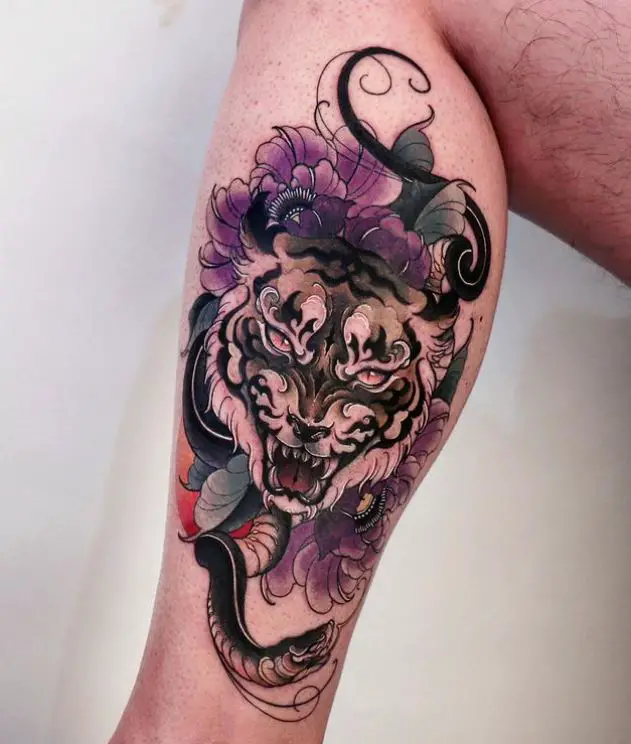 lion tattoo in colour