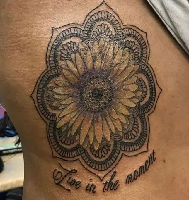 live in the moment sunflower tattoo