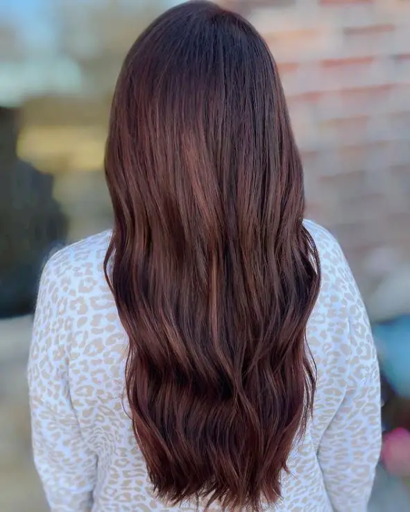 long Chocolate Cherry Hair Color