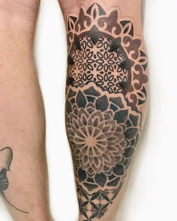 mandala leg tattoo