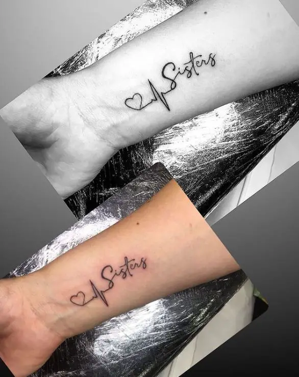 matching lineal sisters tattoo