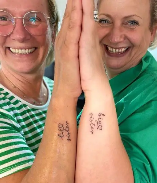 matching sister tattoos with simple wording