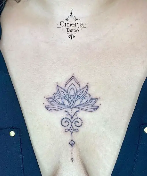 minimal lotus flower tattoo