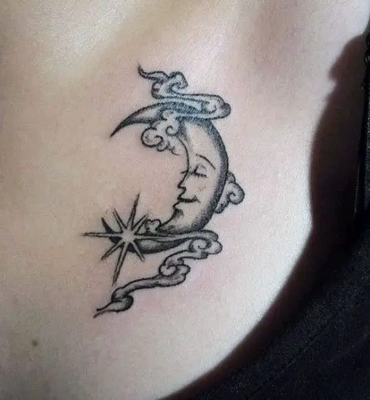 moon chest tattoo