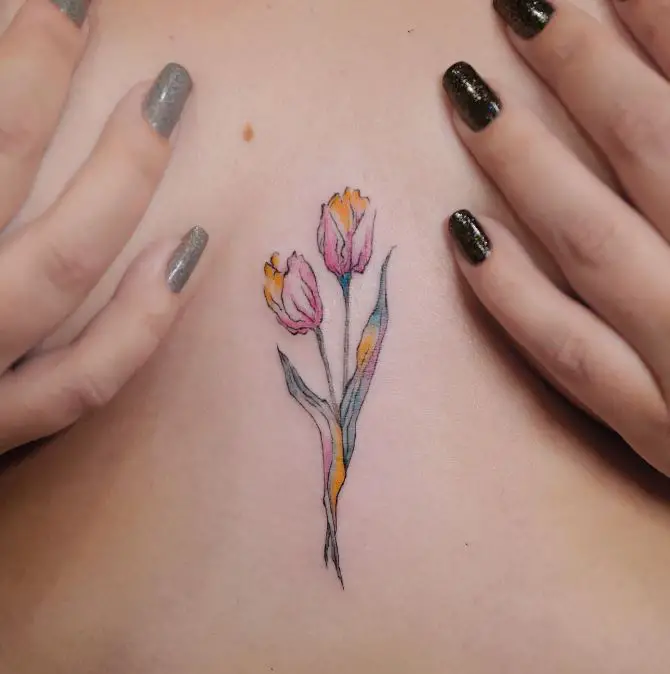 pretty flower tattoo on the chest