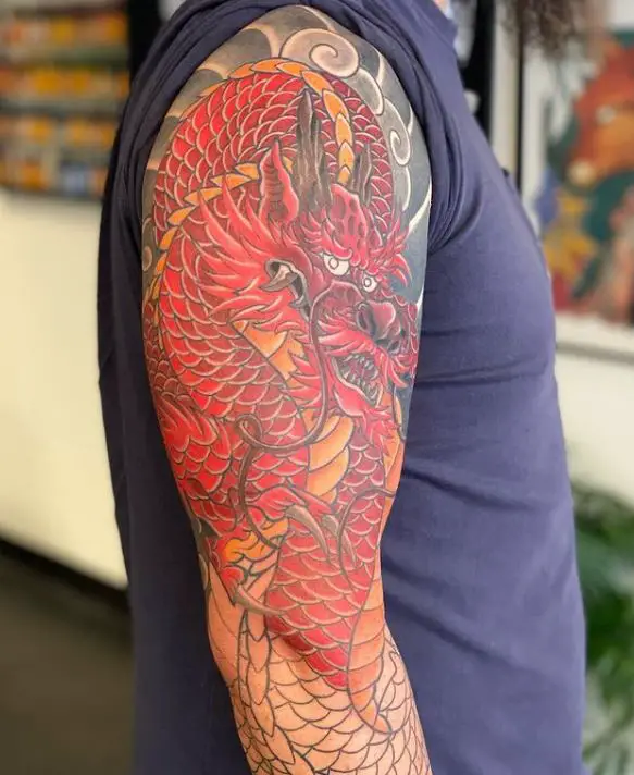 red magical dragon tattoo