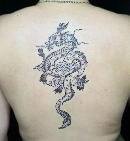 simple grey Japanese dragon tattoo