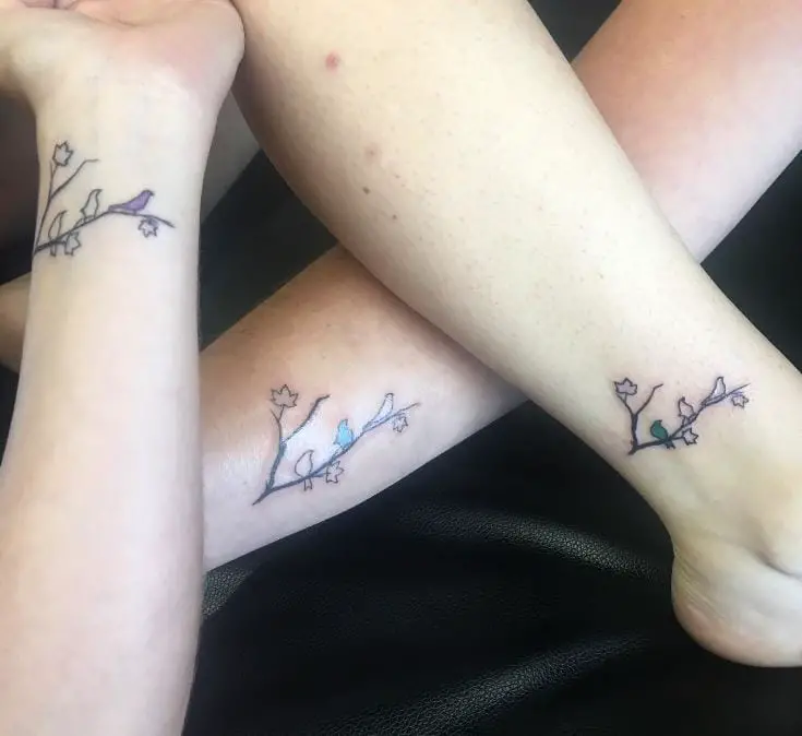 sister tattoos with birds