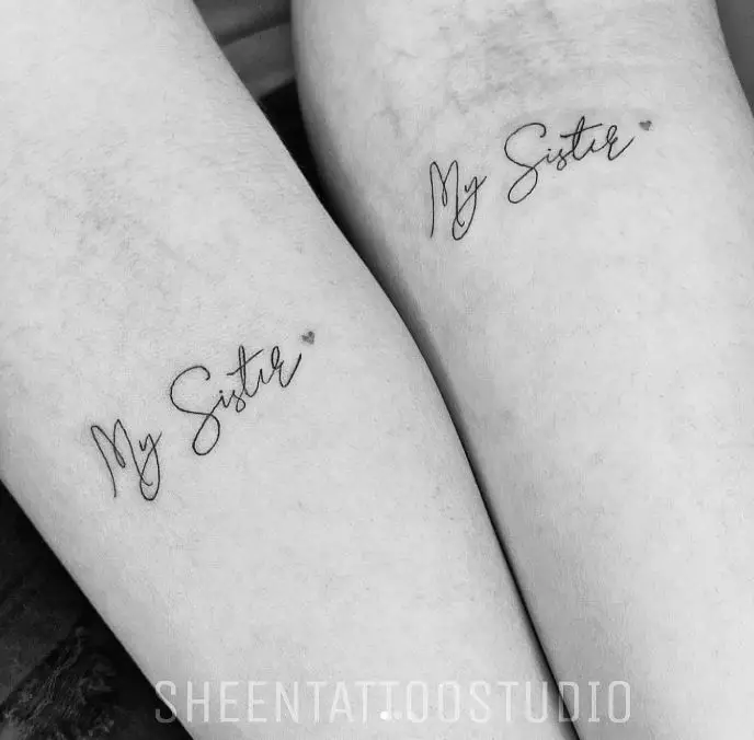 sister tattoos with wording