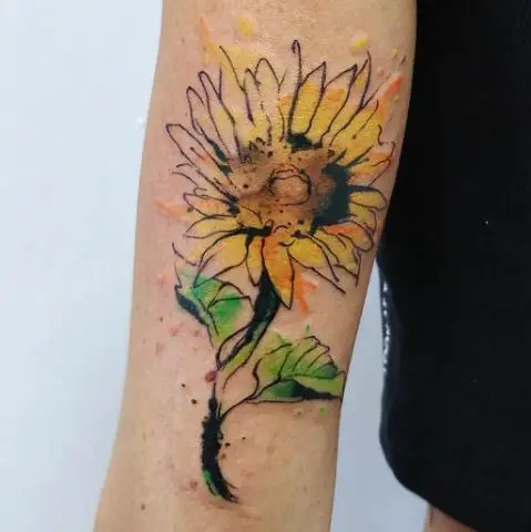 sketchy style sunflower tattoo