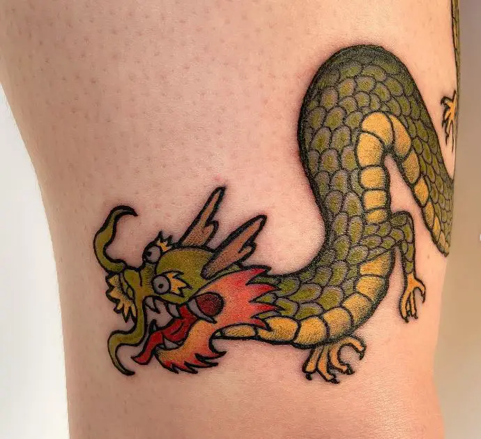small coloured dragon tattoo