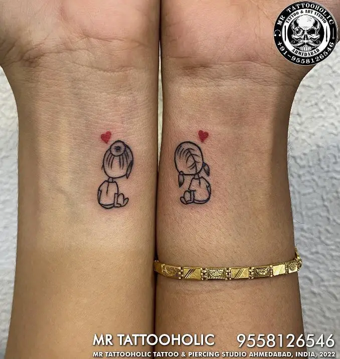 small sisters wrist tattoos