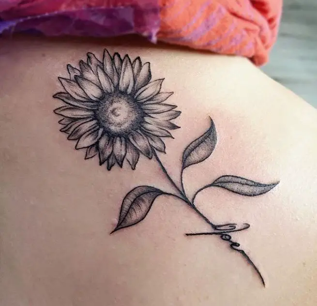 sunflower and signature tattoo