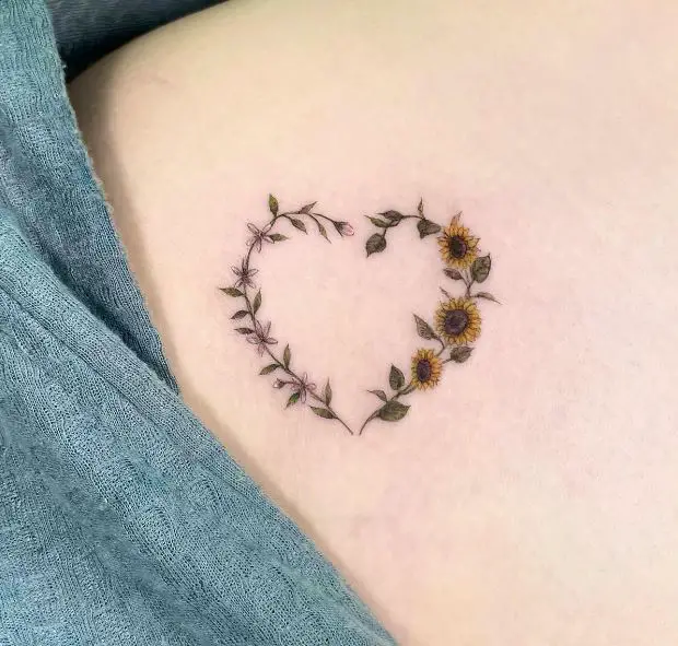 sunflower heart tattoo