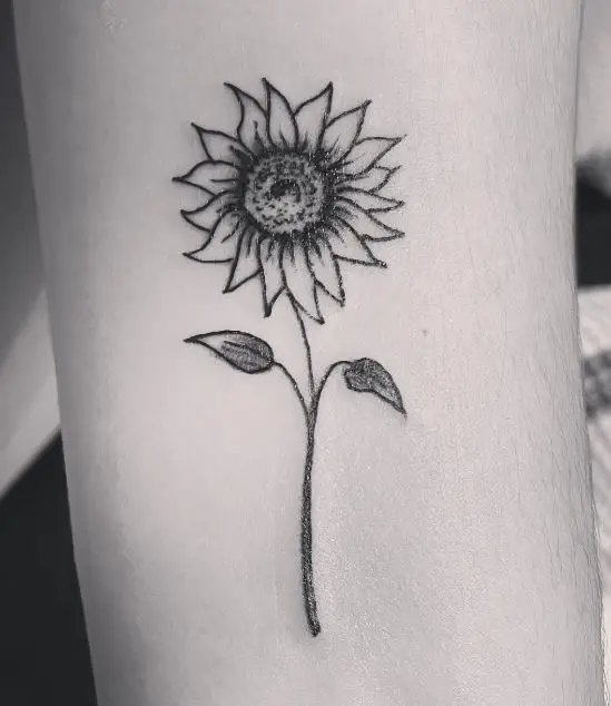sunflower tattoo in black