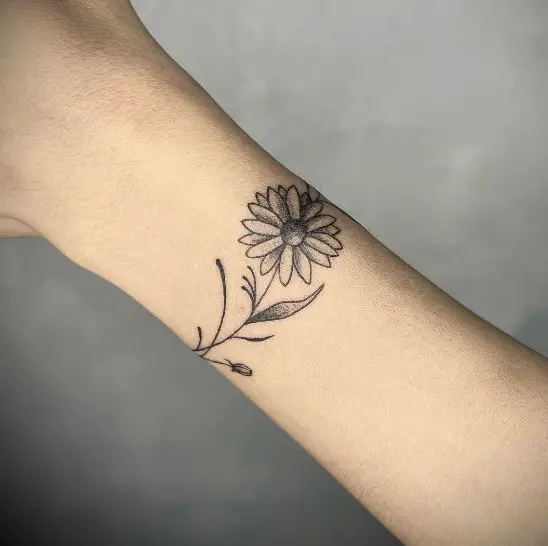 sunflower tattoo on the wrist