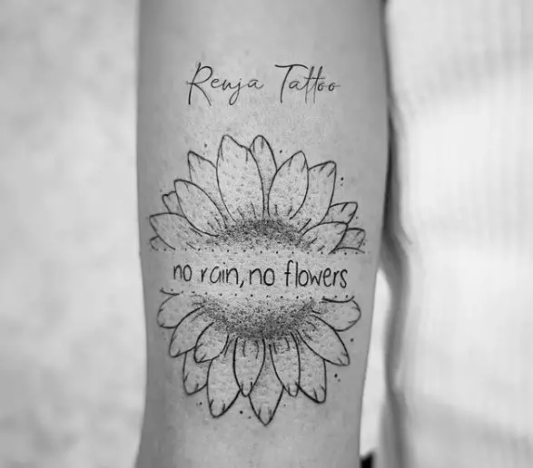 sunflower tattoo with a saying