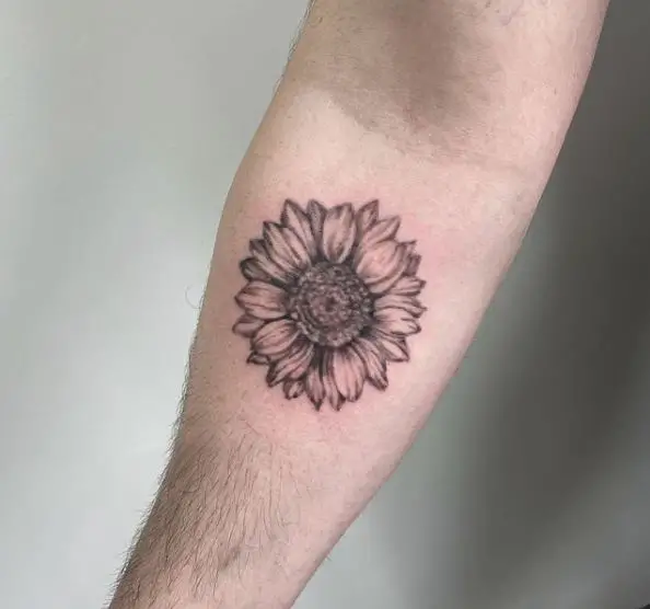 sunflower tattoo with shading