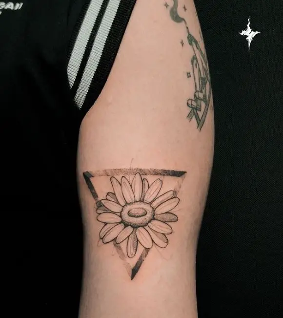 sunflower within triangle tattoo