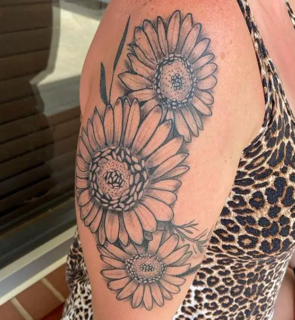 tattoo of 3 sunflowers