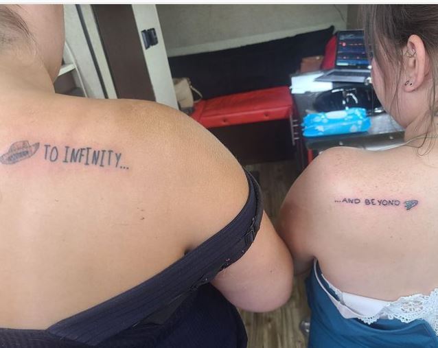 'to infinity and beyond' sister tattoos