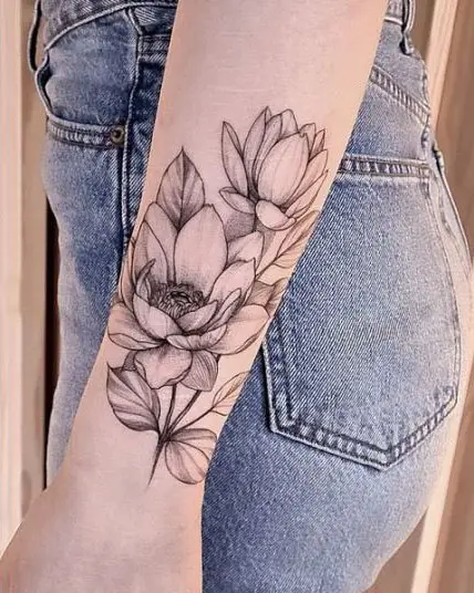 two lotus flowers tattoo on hands