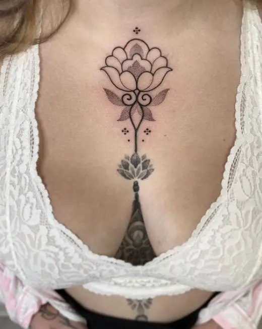 vertical lotus tattoo