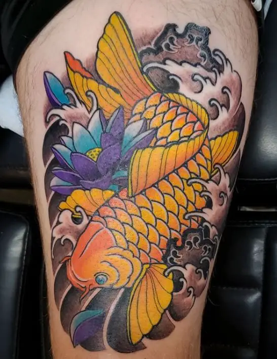 vibrant koi fish tattoo