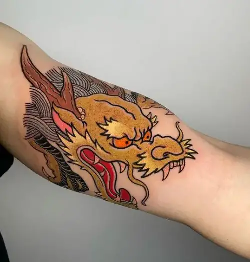 wise-looking Japanese dragon tattoo