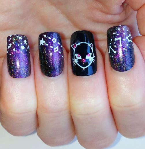 Alien Cat Nail Art