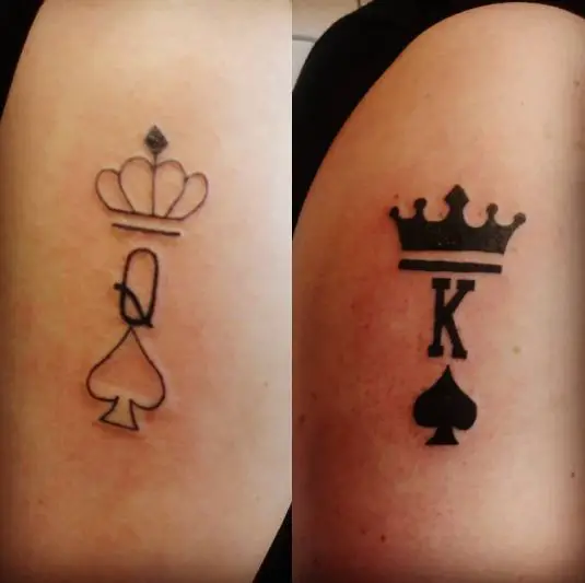 Black Bold King and Queen Tattoo Piece