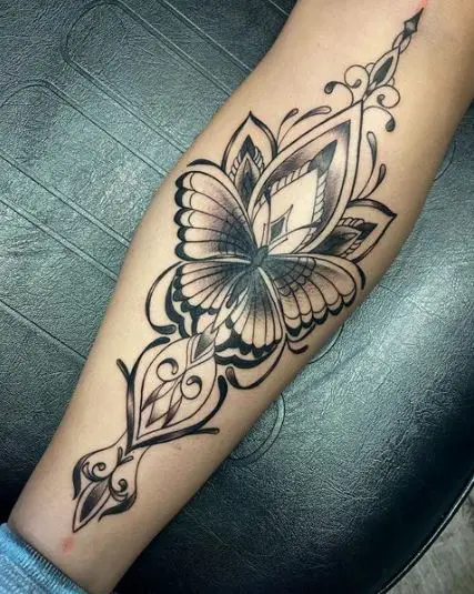 Black and Grey Butterfly Tattoo