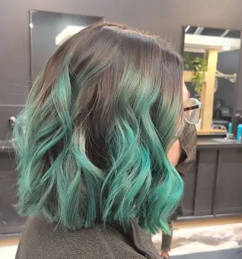 Black and Teal Blue Ombre Hair