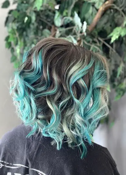 Blond Blanched and Teal Hair