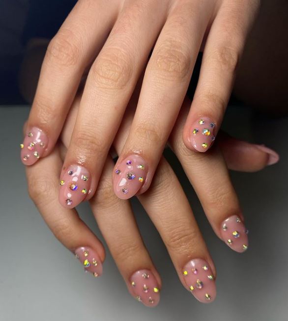 Bling Salmon Nails