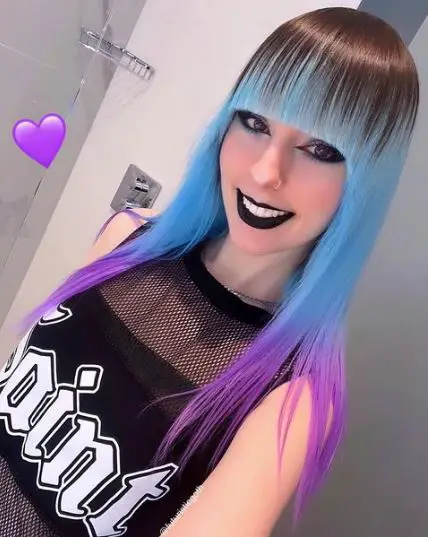 Blue and Purple Emo Style with Full Bangs