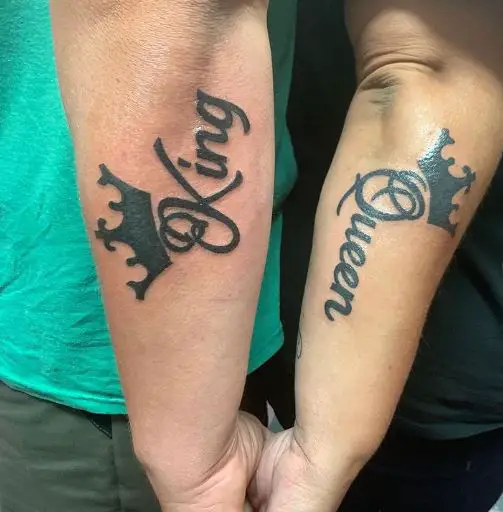 Bold Text King and Queen Tattoo