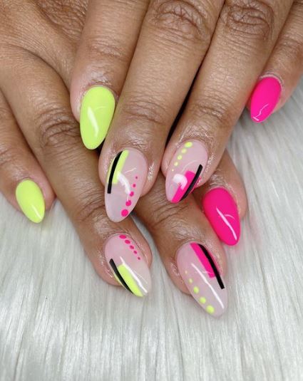 Bright Pink Short Acrylic Nails