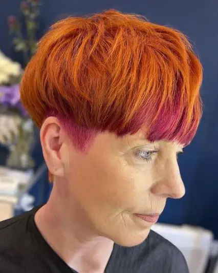 Burnt Orange and Pink Wedge Hairstyle