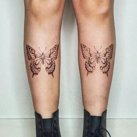 Butterfly shin tattoo piece
