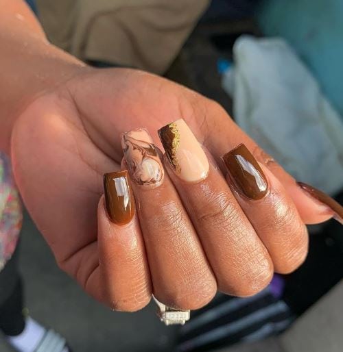 Coffee Brown Acrylic Nails