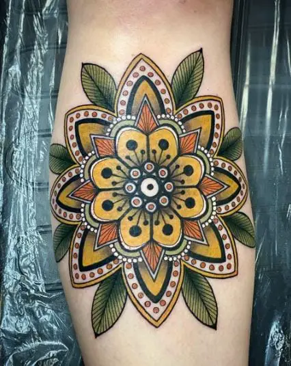 Colored Floral Mandala Tattoo