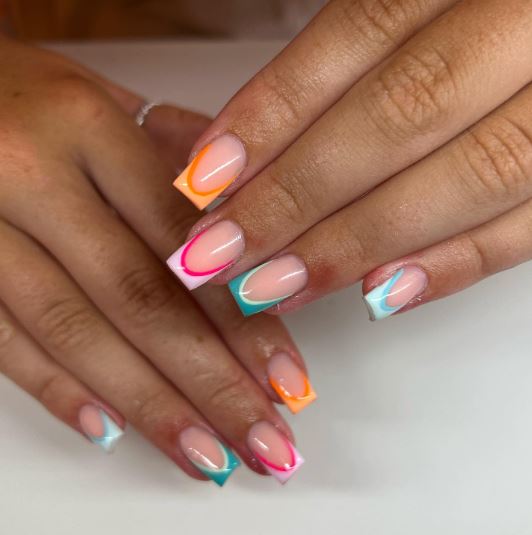 Colorful French Tip Nails