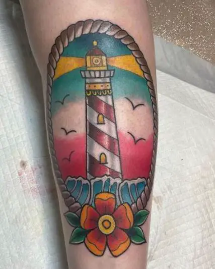 Colorful Lighthouse Tattoo Piece
