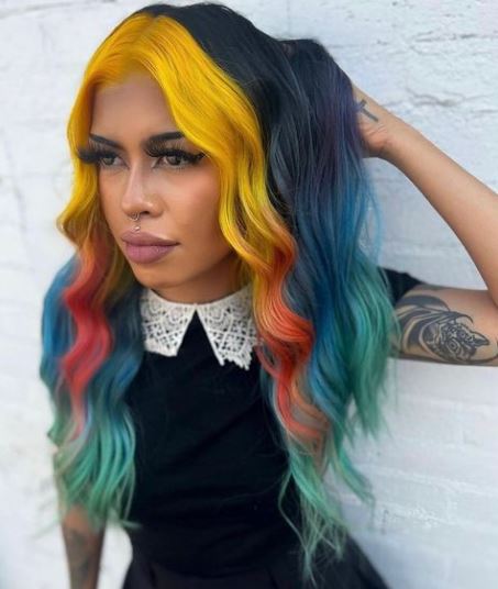 Colorful Long Emo Hairstyle