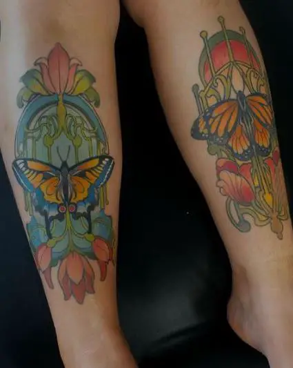 Colorful monarch butterfly tattoo