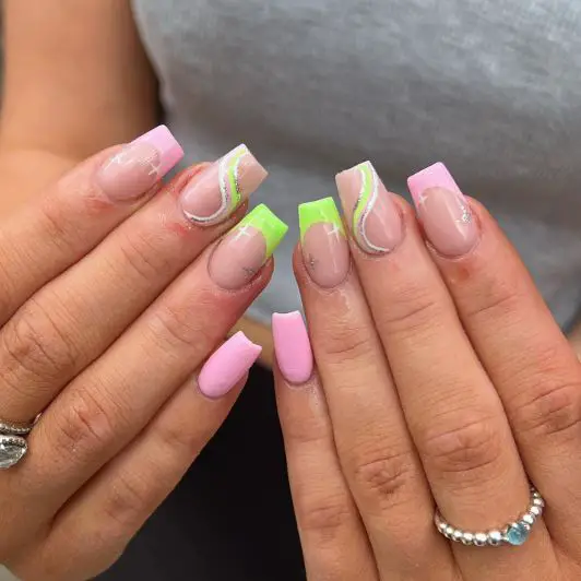 Cosmo and Wanda Inspired Pink and Green Nails
