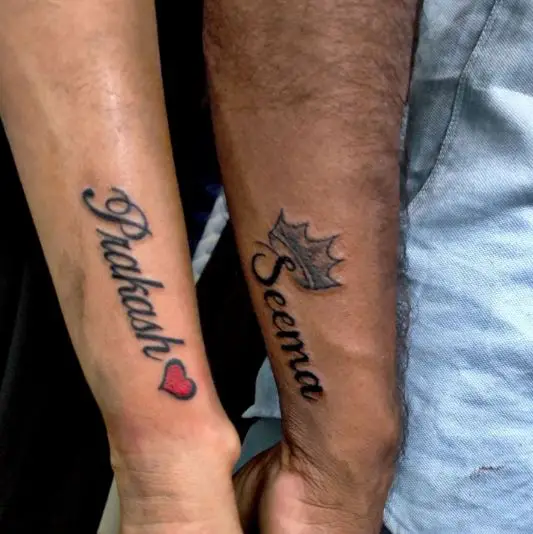Couple Names Wrist Tattoo