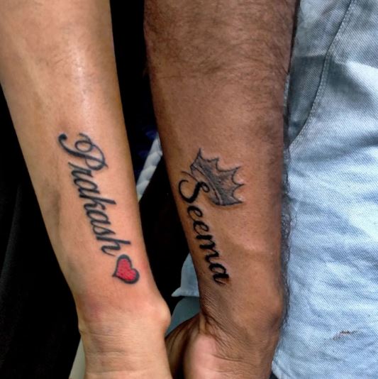 Couple Names Wrist Tattoo