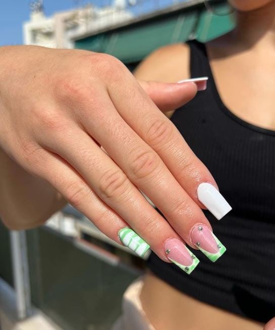 Croc Nails With Emerald Stone